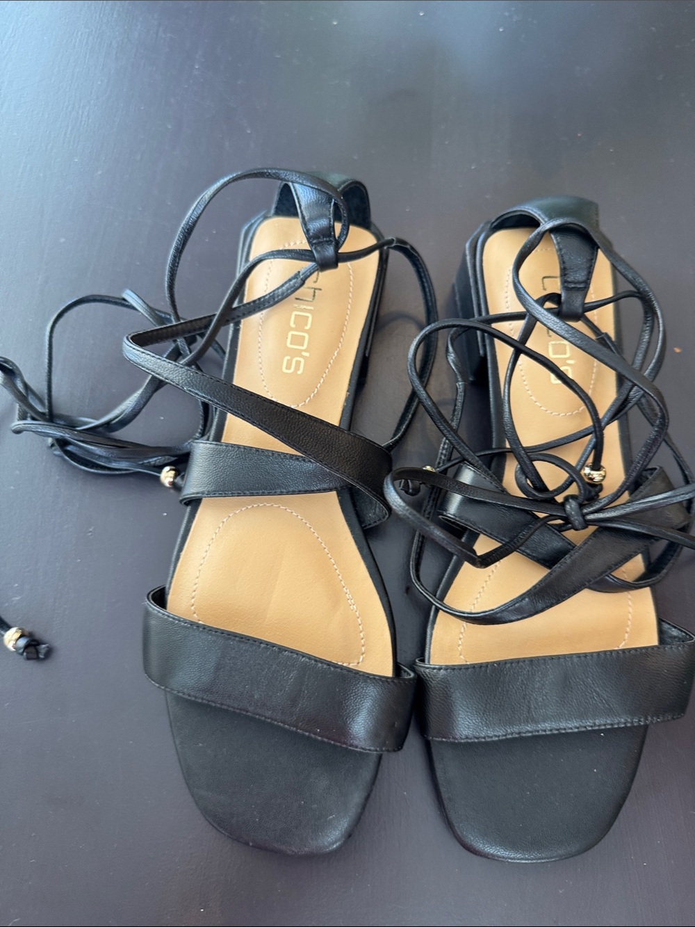 Chico's Black Lace-Up Sandals size 7 NWT